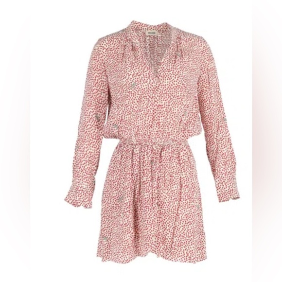 ZADIG & VOLTAIRE Rinka Heart-print Dress In Red Silk Small - Picture 2 of 14